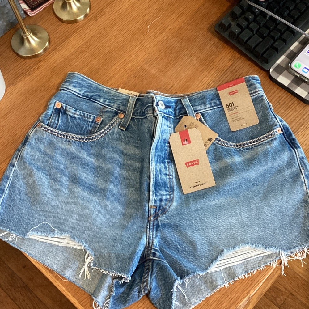 Levi's Light Blue Distressed Jean Shorts